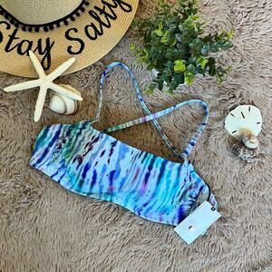 NWT Shade & Shore Blue Tie-Dye Underwire Light Lift Bikini Top Size: 32B